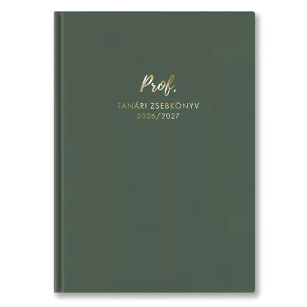 Tanári zsebkönyv TOPTIMER Prof PU műbőrborító A/5 heti 145x205 mm Sötét oliva 2026-2027