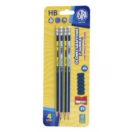 Grafitceruza ASTRA radíros háromszögletű ajándék hegyezővel HB 4+1 db/bliszter