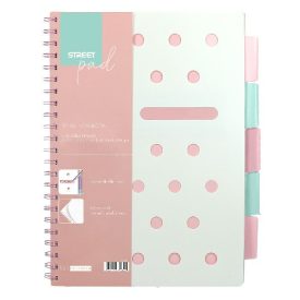   Spirálfüzet vonalas STREET Pad A/4 100 lapos regiszteres pasztell rózsaszín