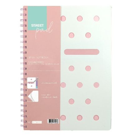 Spirálfüzet vonalas STREET Pad A/4 100 lapos pasztell rózsaszín